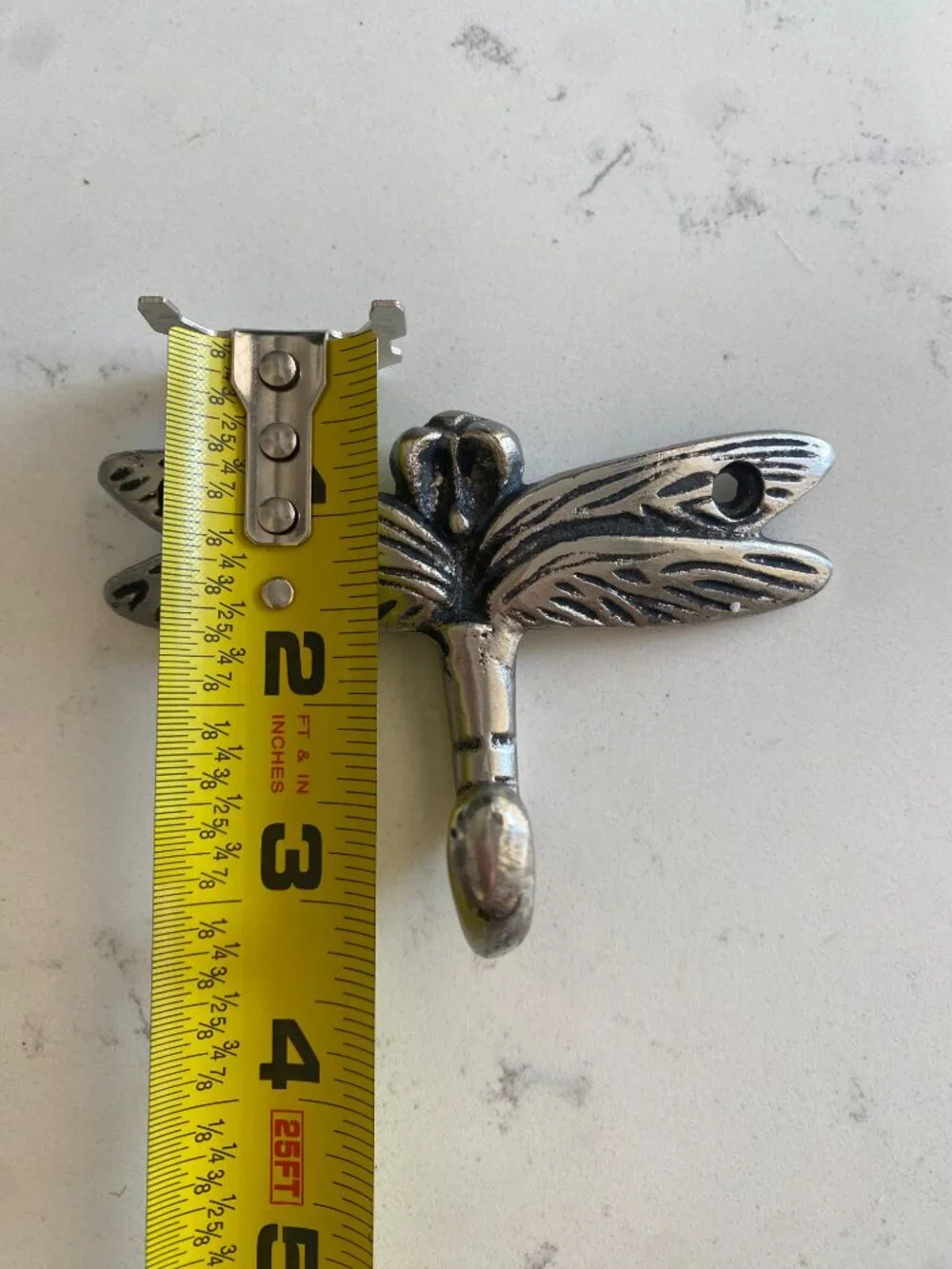 Cast Metal Dragonfly Wall Hook Silver Tone Decorative Coat Hook 4